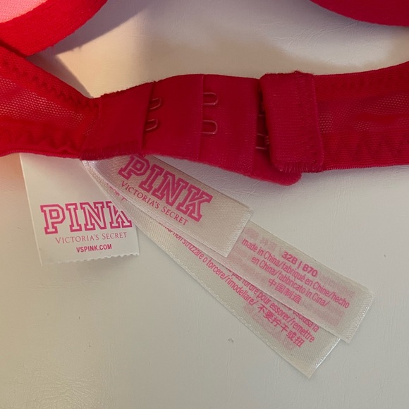 PINK brand red strapped lace push-up bra 32B - Picture 2 of 10